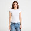 T-shirt cintr&eacute; col bateau blanc femme