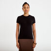Top ajust&eacute; col rond manches courtes noir femme