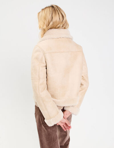 Blouson simili cuir sable femme