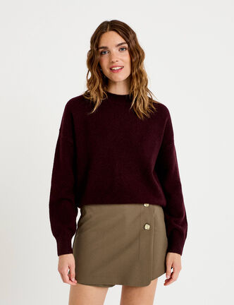 Jupe-short trap&egrave;ze courte taupe femme