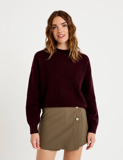 Jupe-short trap&egrave;ze courte taupe femme