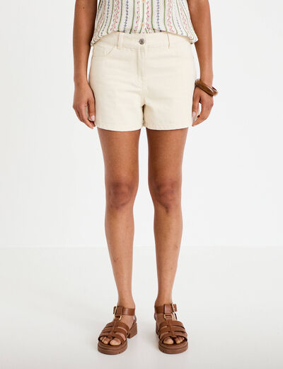 Short en jean avec broderie ecru femme