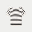 Pull ajust&eacute; court col bateau blanc femme