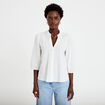 Blouse ample col v manches 3/4 ecru femme