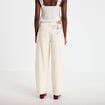 Pantalon barrel broderie taille basse ecru femme