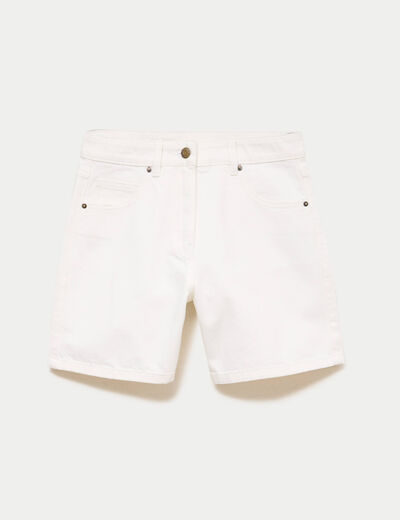 Bermuda regular 5 poches en jean denim blanc femme