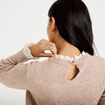 Robe pull ajust&eacute;e col rond dentelle taupe femme