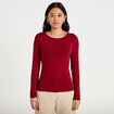 T-shirt uni &agrave; manches longues rouge femme