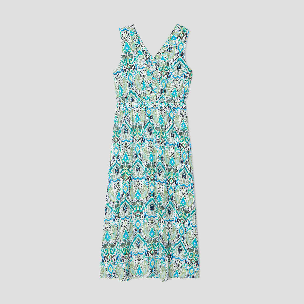 Robe longue &eacute;vas&eacute;e col en V blanc femme
