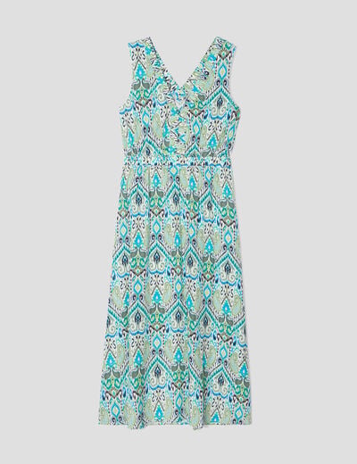 Robe longue &eacute;vas&eacute;e col en V blanc femme