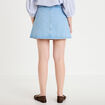 Jupe-short trap&egrave;ze en jean denim bleach femme