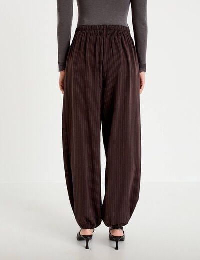 Pantalon bouffant taille standard marron femme