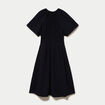 Robe midi pliss&eacute;e col v manches courtes noir femme