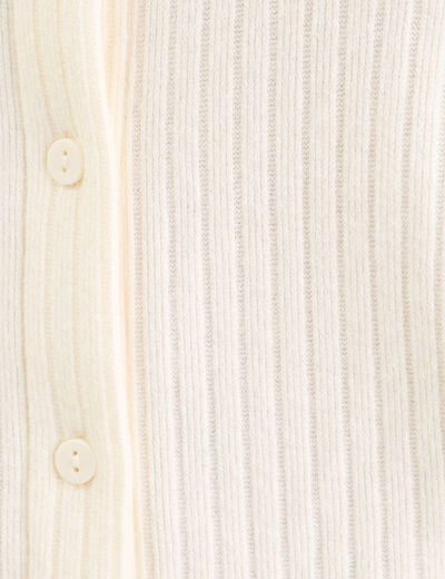 Gilet ajust&eacute; manches longues duveteux ivoire femme
