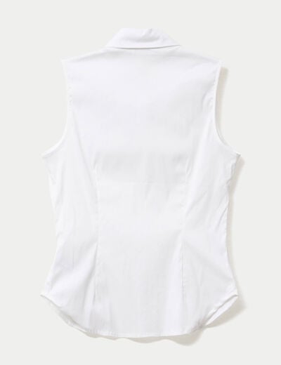 Chemise cintr&eacute;e sans manches ecru femme