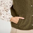 Gilet sans manches effet polaire vert kaki femme