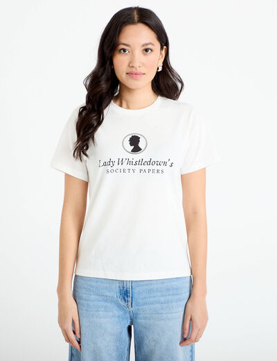 T-shirt col rond Bridgerton ecru femme