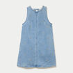 Robe courte droite en jean sans manches bleu femme