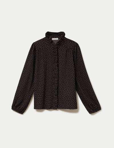 Blouse manches longues marron fonc&eacute; femme