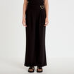 Pantalon large avec ceinture &agrave; bijou noir femme