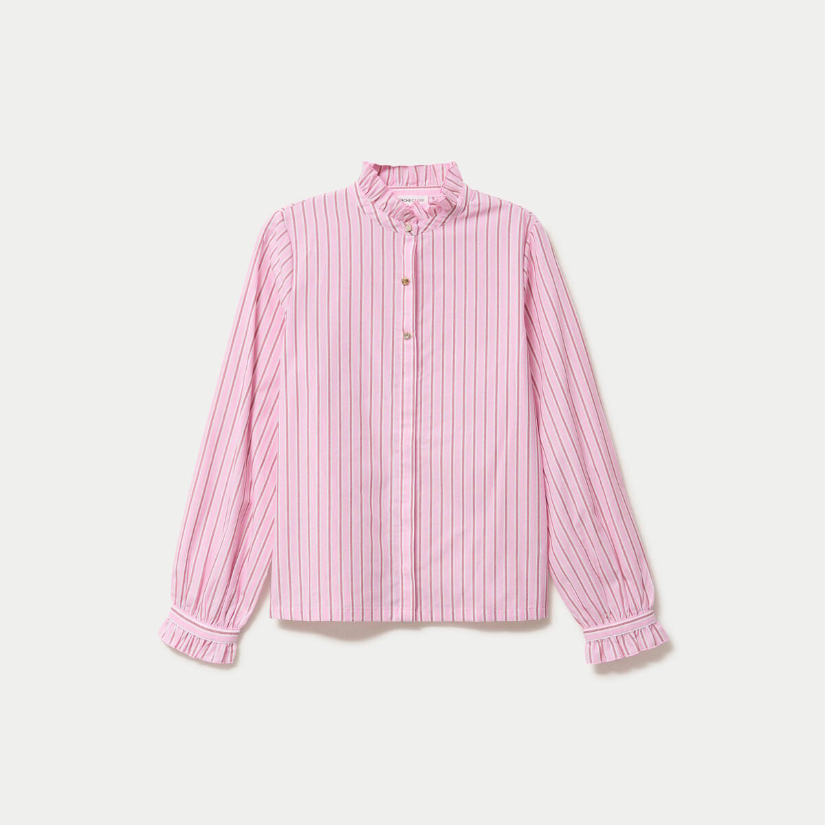 Chemise droite manches longues rose femme