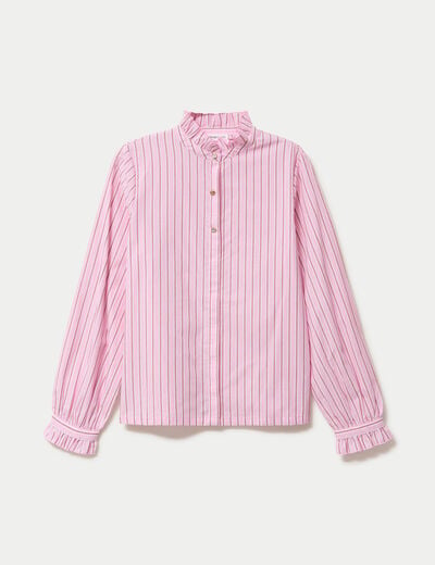 Chemise droite manches longues rose femme
