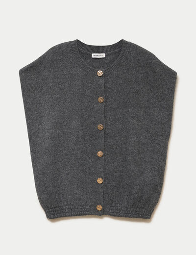 Gilet ample sans manches gris fonc&eacute; femme