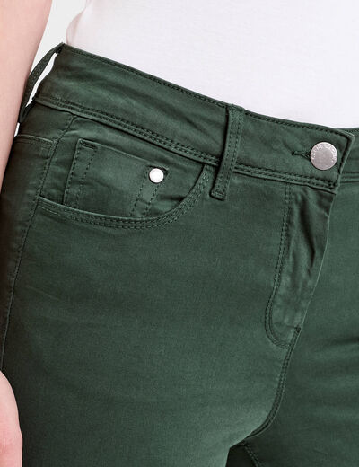 Jeans slim 5 poches vert fonc&eacute; femme