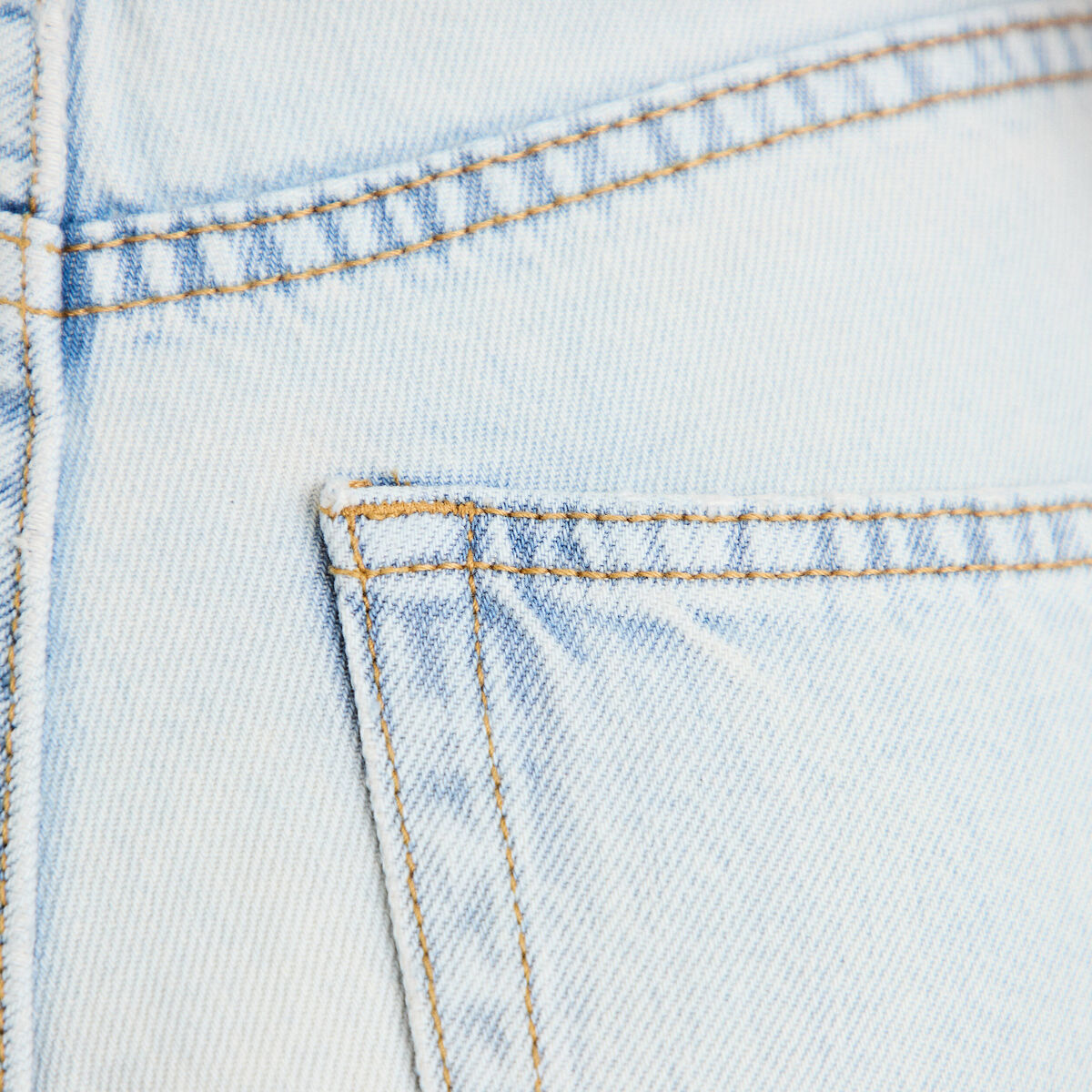 Jean wide leg taille haute Petite denim bleach femme
