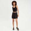 D&eacute;bardeur tricot col en V noir femme