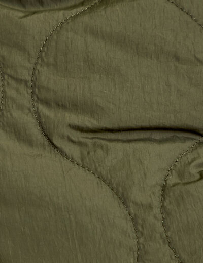 Parka r&eacute;versible effet polaire vert kaki femme