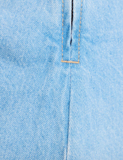 Jupe-short trap&egrave;ze en jean denim bleach femme