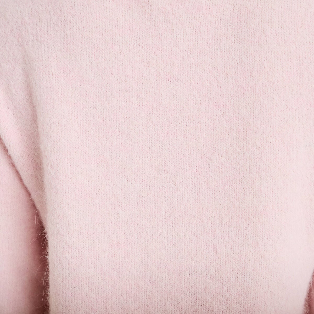 Gilet duveteux manches 3/4 rose clair femme