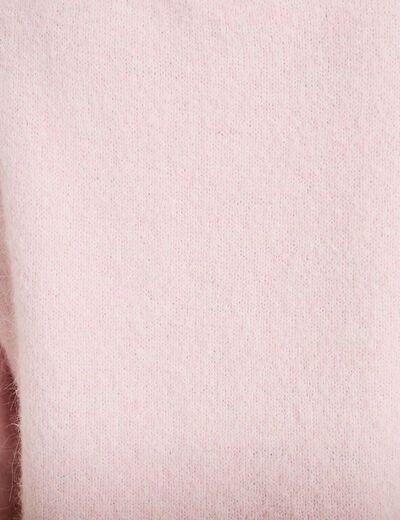 Gilet duveteux manches 3/4 rose clair femme