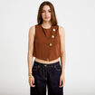 Top ajust&eacute; court sans manches col rond marron femme