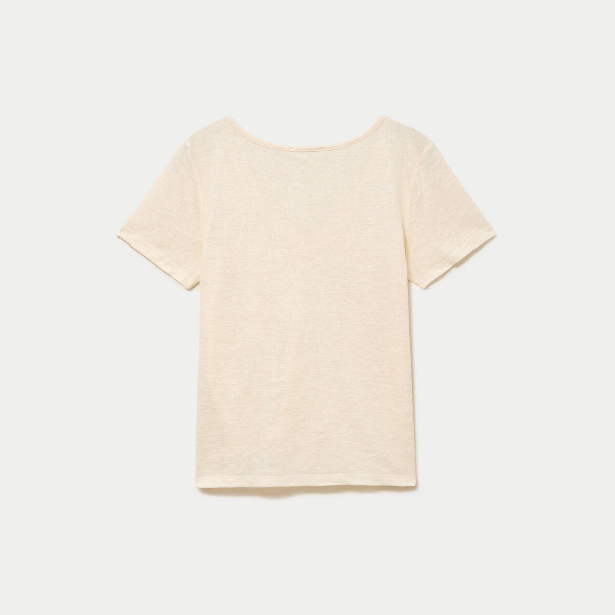 T-shirt col v dentelle manches courtes couleur or femme