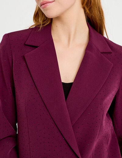 Blazer oversize brillant manches longues prune femme