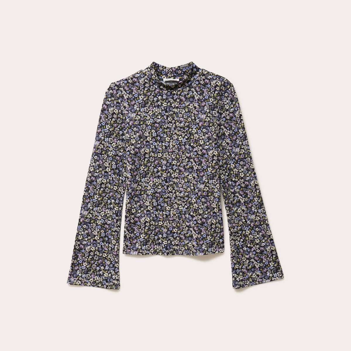 Pull cintr&eacute; col montant manches longues noir femme