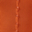 Gilet manches 3/4 boutonn&eacute; marron cognac femme