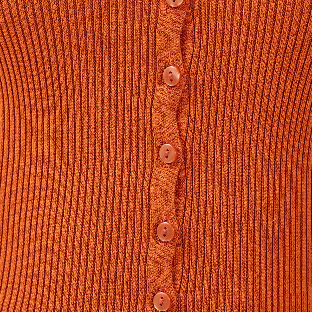 Gilet manches 3/4 boutonn&eacute; marron cognac femme