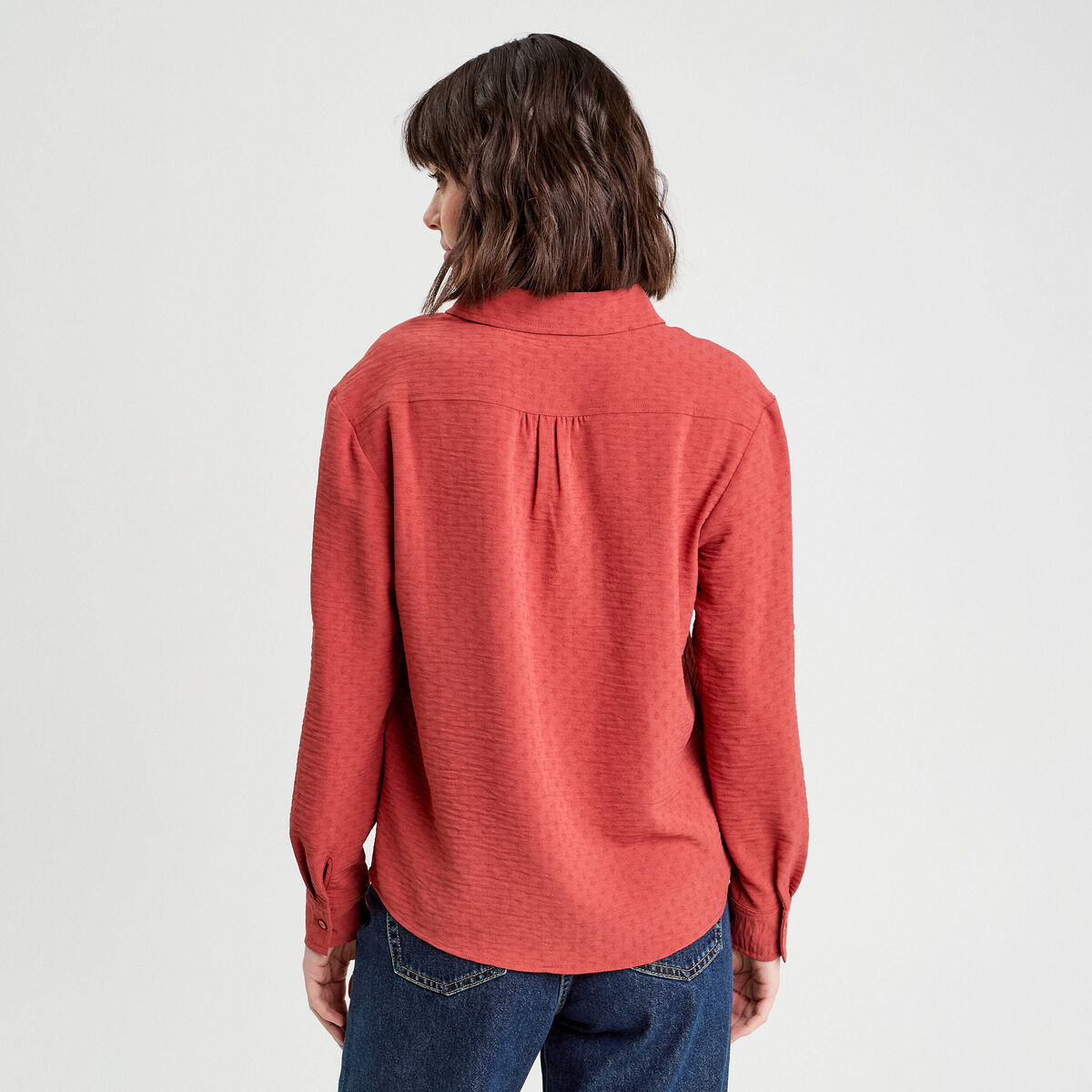 Chemise manches longues vieux rose femme