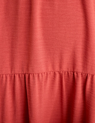 Robe longue &eacute;vas&eacute;e col V vieux rose femme