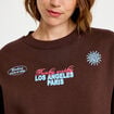 Sweat col rond manches longues marron fonc&eacute; femme