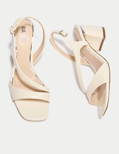 Sandales &agrave; talon ecru femme