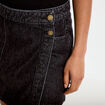 Jupe-short trap&egrave;ze en jean denim snow noir femme