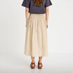 Jupon &eacute;vas&eacute; taille smock&eacute;e beige femme