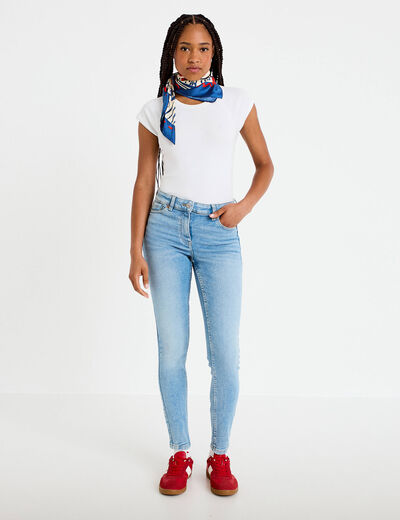 Jean skinny push-up taille standard denim bleach femme