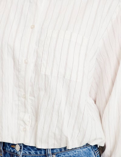 Chemise ample cropped effet boule blanc femme