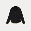 Chemise droite pliss&eacute;e manches longues noir femme