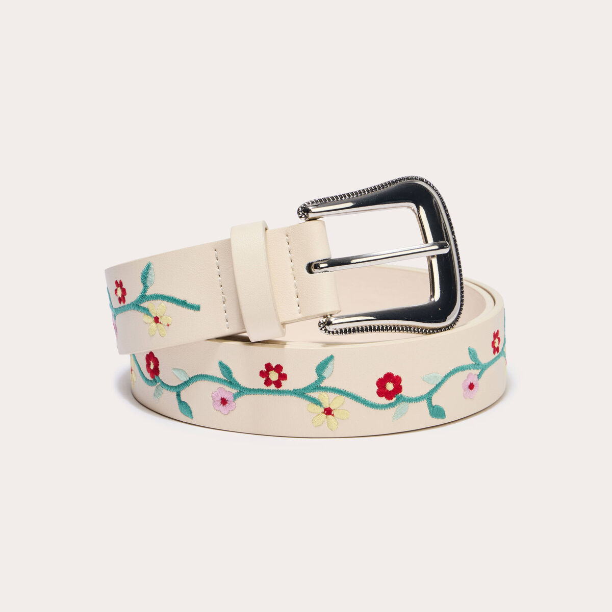 Ceinture brod&eacute;e blanc femme